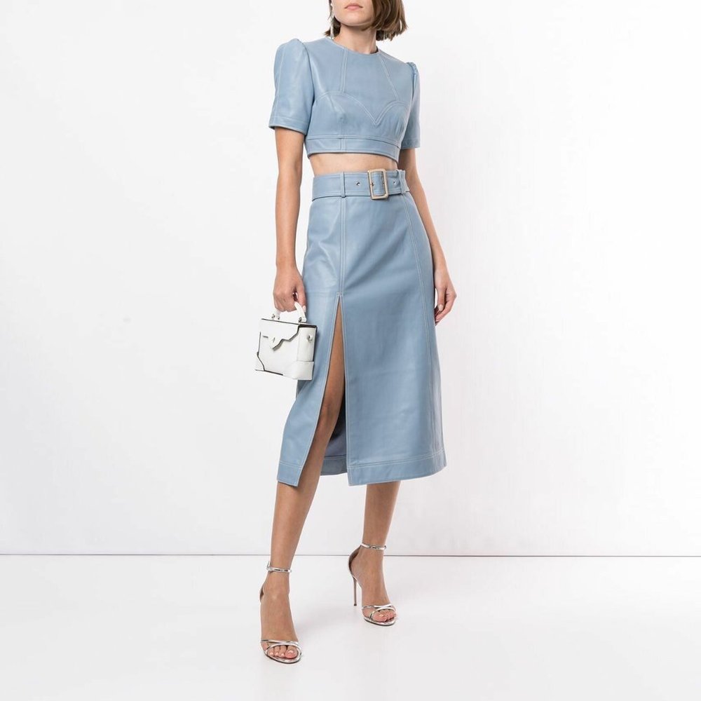 Alice McCall Blue Leather Skirt, size 8UK/4US - Picture 2 of 13